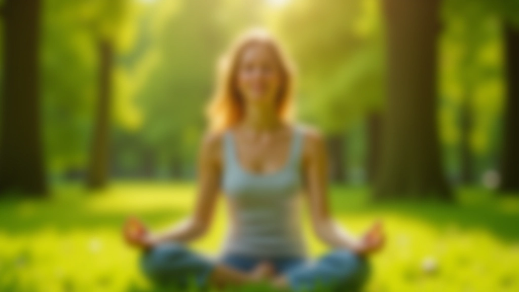 Persoon mediteert in groen park omgeven door bomen en natuurlijk licht