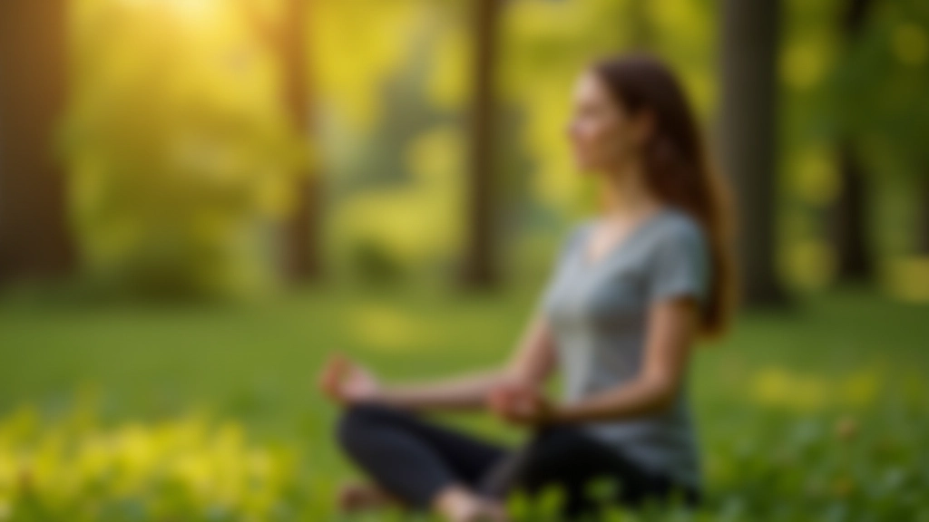 Close-up van handen rustend op schoot in meditatieve houding buiten in park