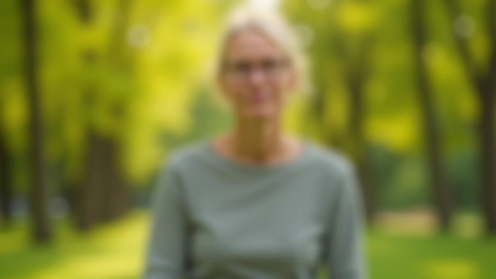 Vrouw die in rust in een park zit en mediteert met groen op de achtergrond